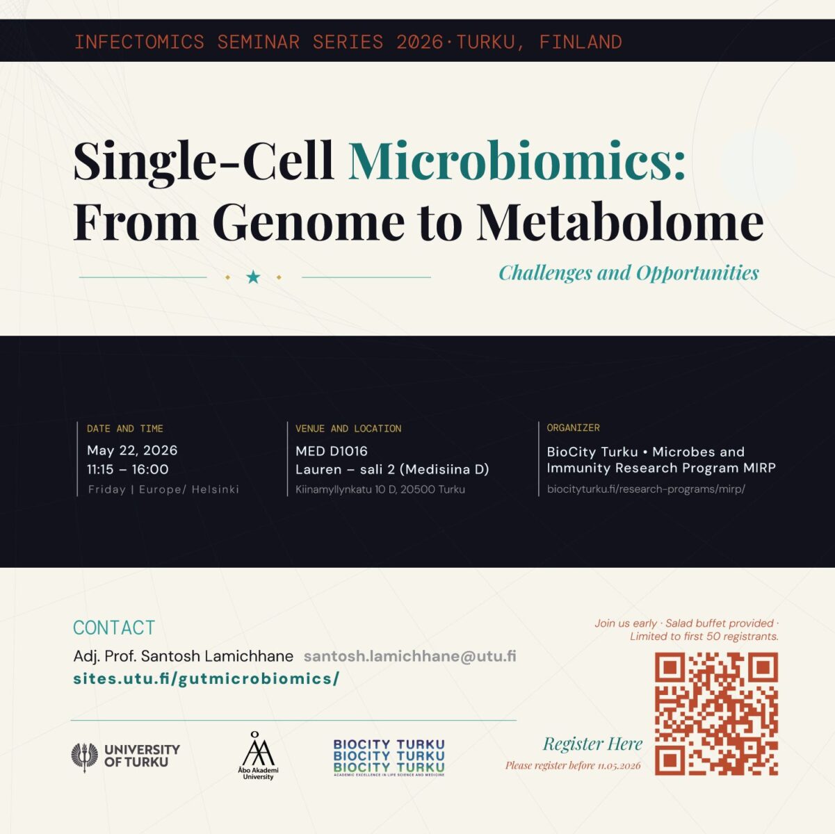 Infectomics Seminar 2026: Single-Cell Microbiomics: From Genome to Metabolome Challenges and Opportunities